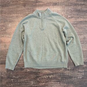 L.L. Bean Sage Cotton Cashmere Blends Quarter Zip Sweater Mens Large